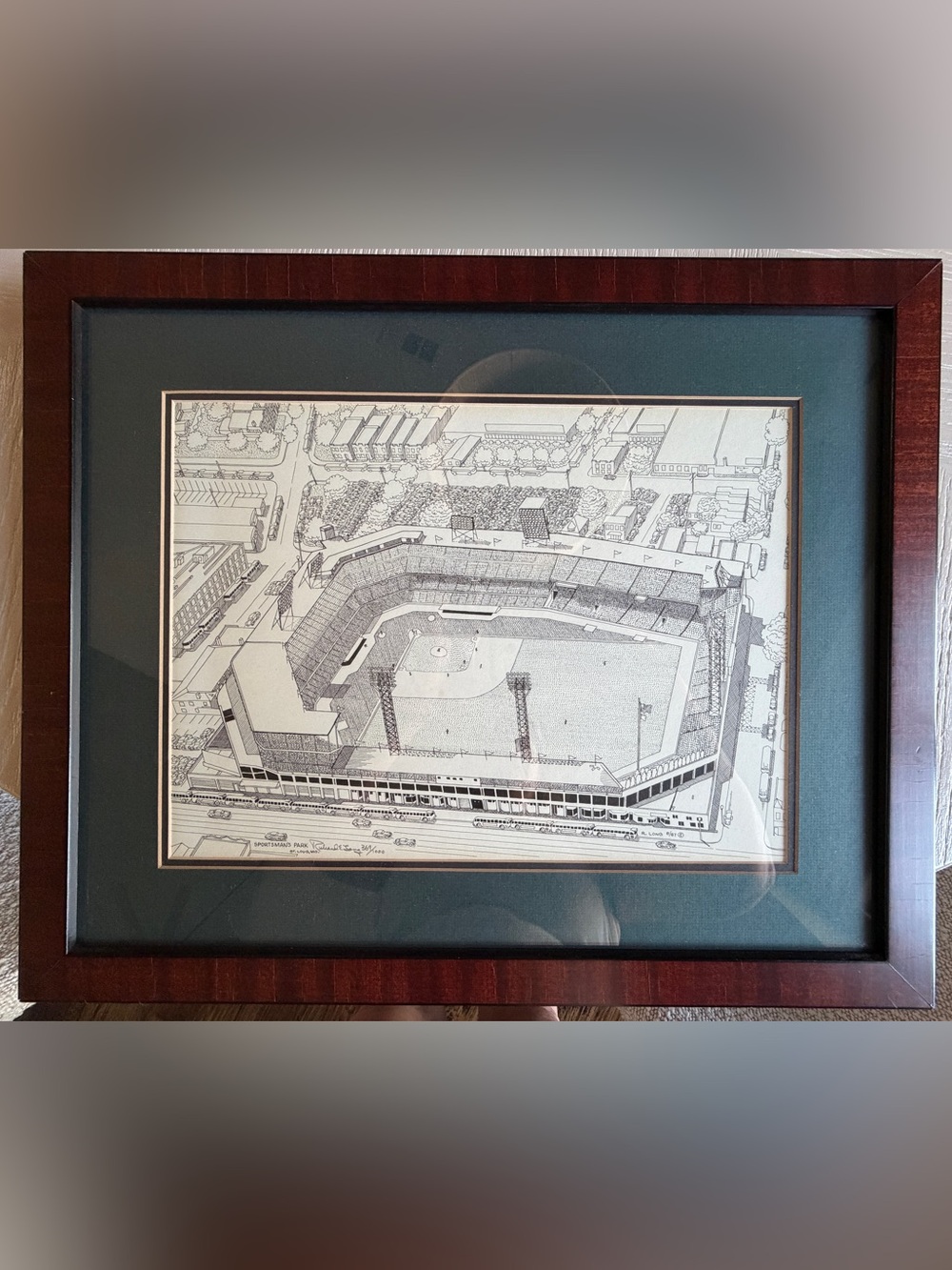 St. Louis Sportsman Park Framed Architectural Stadium Pen & Ink Print - Black